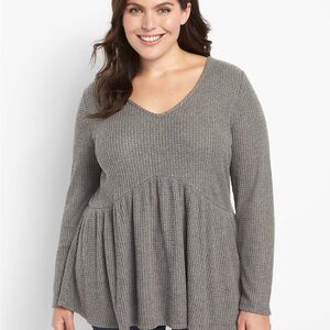 NWT Lane Bryant Grey Babydoll Max Swing Hacci Top‎ Plus Size 18/20